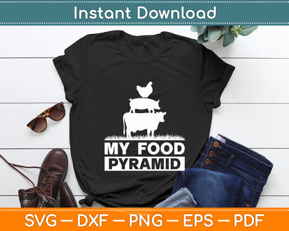 My Food Pyramid Cow Pig Chicken Retro Funny Svg Digital Cutting File