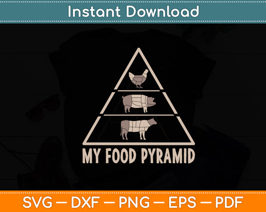 My Food Pyramid Cow Pig Meat Lover Chicken Funny Svg Digital Cutting File