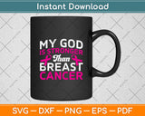 My God Is Stronger Than Breast Cancer Svg Png Dxf Digital Cutting File