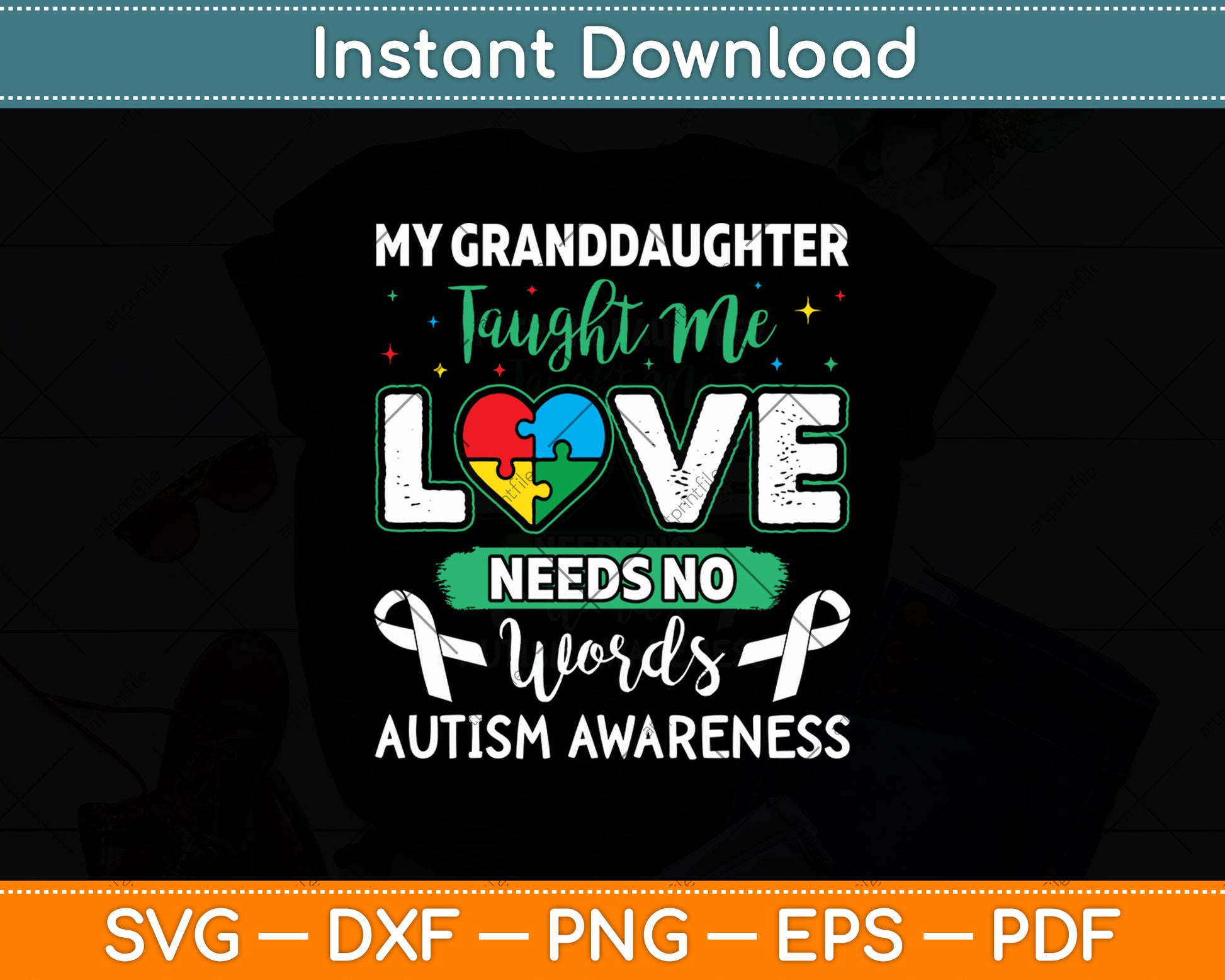 My Granddaughter Taught Me Love Needs No Words Funny Autism Svg Cutting File