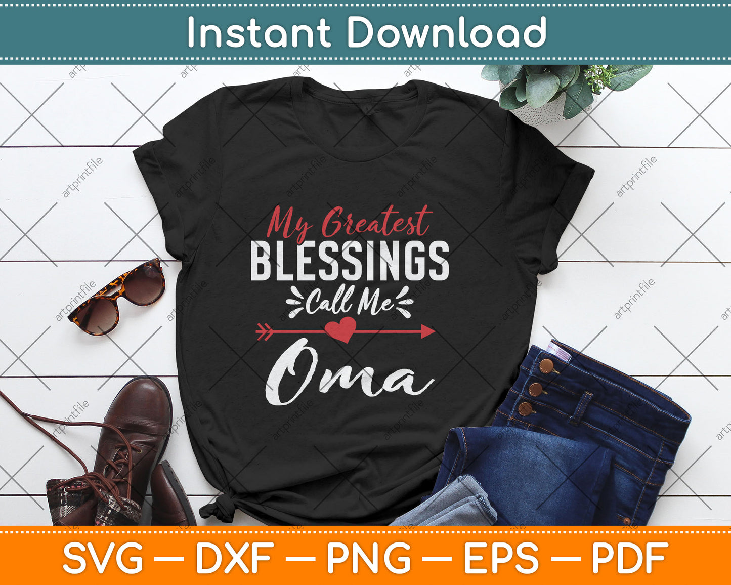 My Greatest Blessings Call Me Oma German Grandma Svg Digital Cutting File