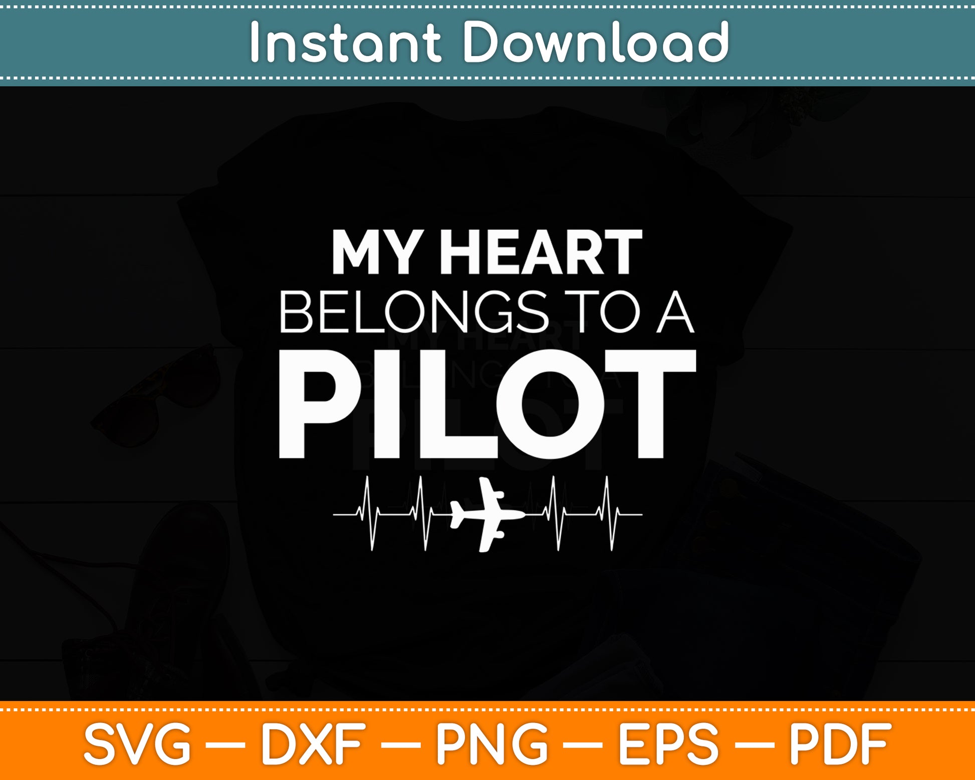 My Heart Belongs To A Pilot Wife Svg Png Dxf Digital Cutting File
