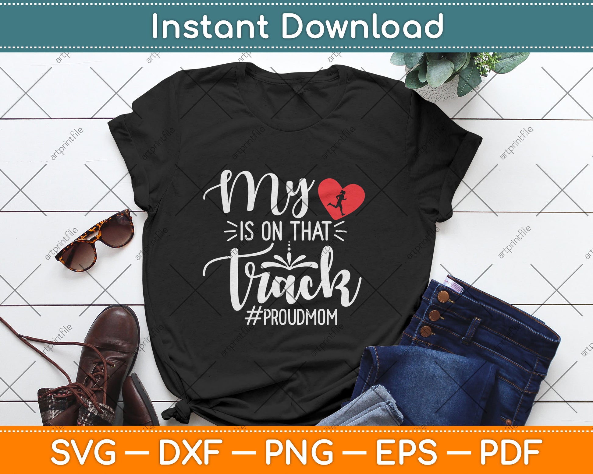 My Heart Is On That Track Proud Track Mom Svg Digital Cutting File