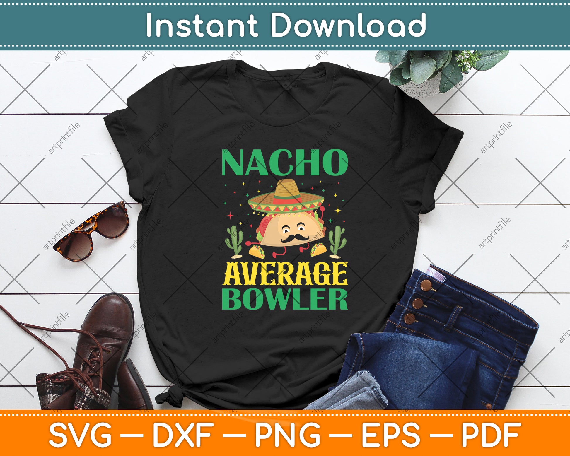 Nacho Average Bowler Mexican Cinco de Mayo Svg Digital Cutting File