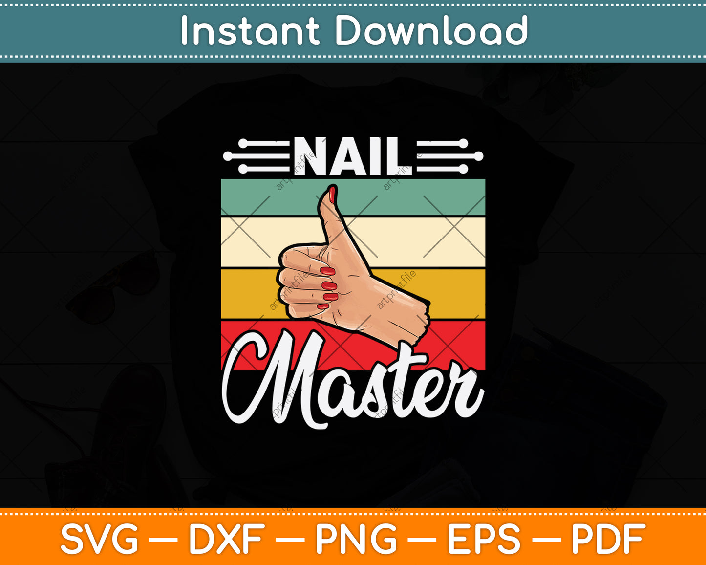 Nail Master Vintage Lover Nail Polish Svg Png Dxf Digital Cutting File