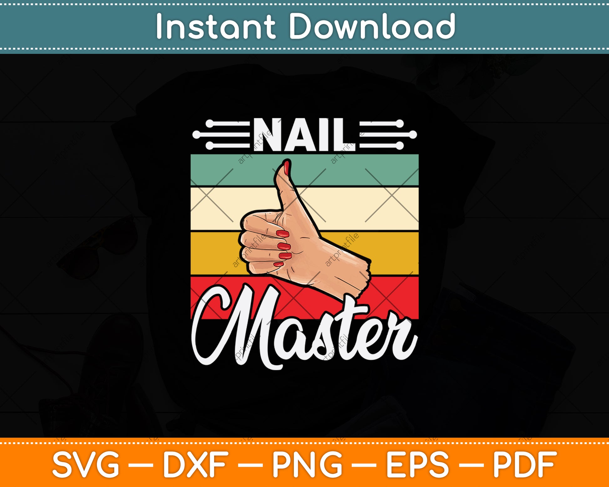 Nail Master Vintage Lover Nail Polish Svg Png Dxf Digital Cutting File