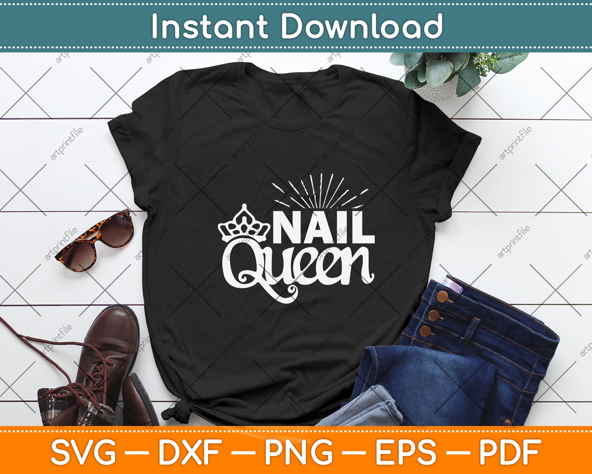 Nail Queen Manicurist Beautician Svg Png Dxf Digital Cutting File