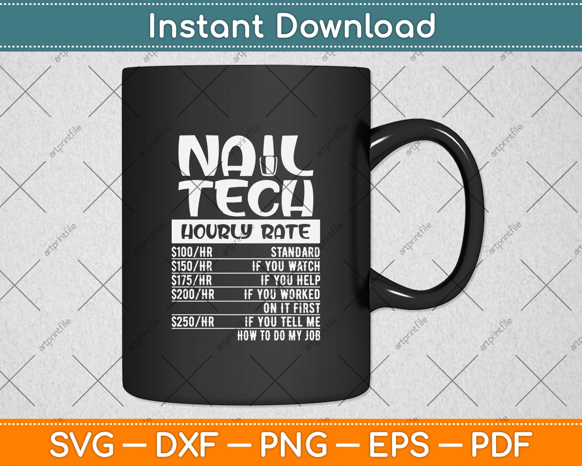 Nail Tech Hourly Rate Svg Png Dxf Digital Cutting File