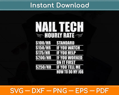Nail Tech Hourly Rate Svg Png Dxf Digital Cutting File