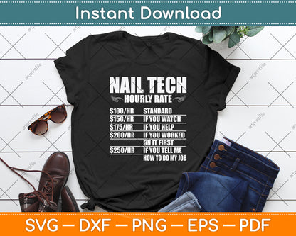 Nail Tech Hourly Rate Svg Png Dxf Digital Cutting File