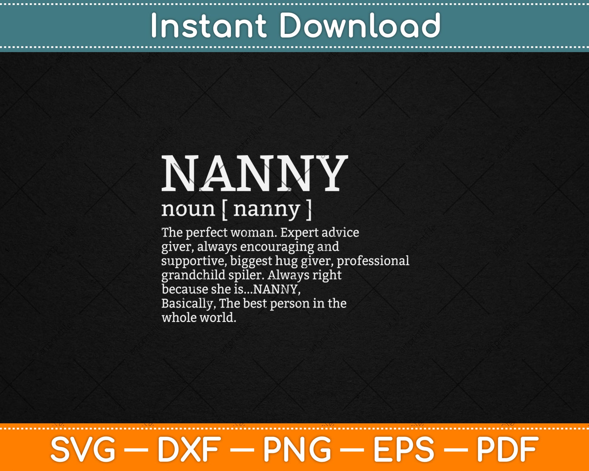 Nanny Definition Grandma Mothers Day Gift Svg Digital Cutting File