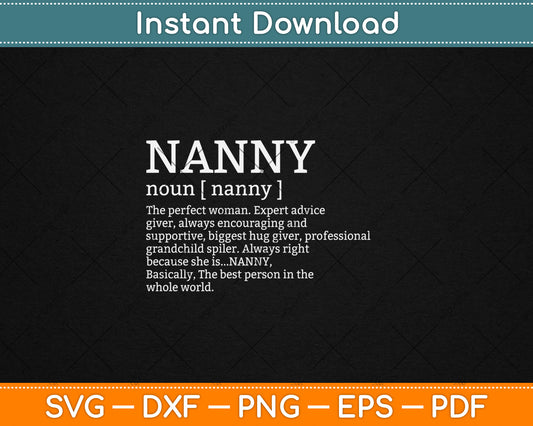 Nanny Definition Grandma Mothers Day Gift Svg Digital Cutting File