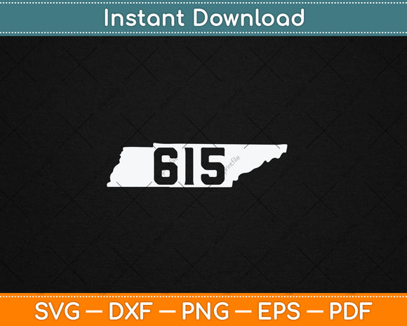 Nashville 615 Area Code Tennessee State Map Svg Digital Cutting File