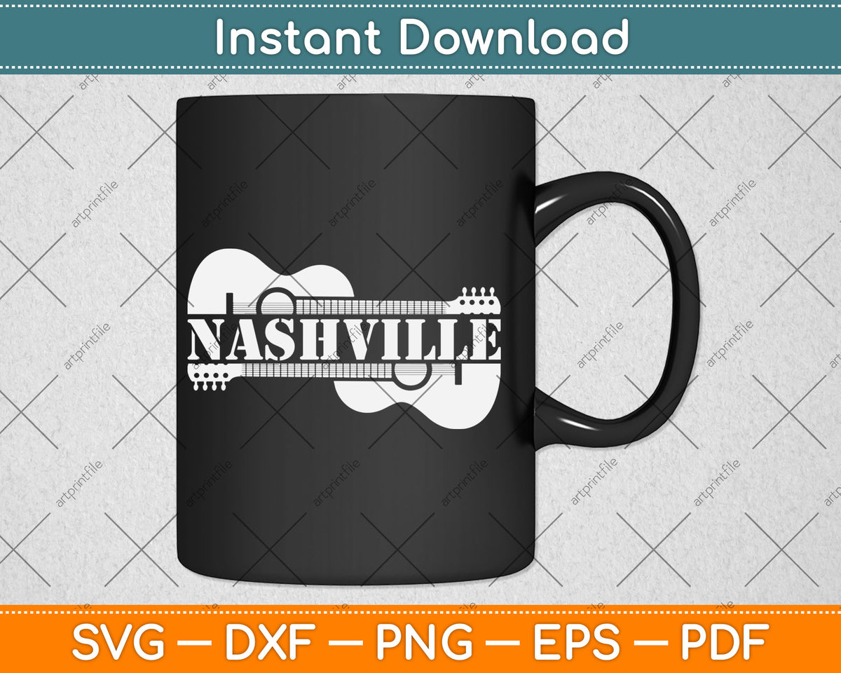 Nashville Guitar Tennessee Country Music City Guitarist Svg Digital Cutting File