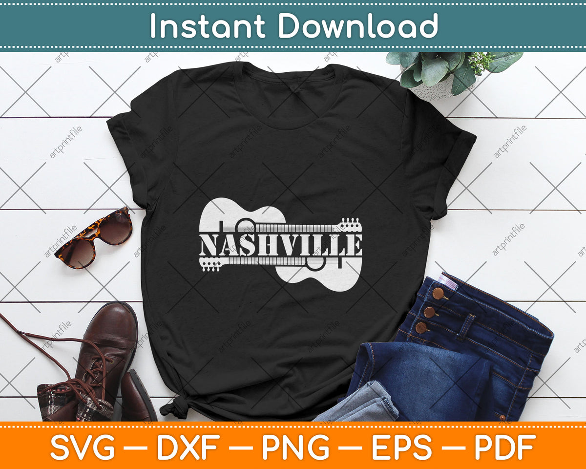 Nashville Guitar Tennessee Country Music City Guitarist Svg Digital Cutting File