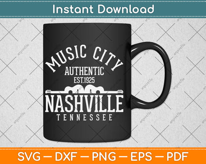 Nashville Tennessee Country Music City Guitar Svg Digital Cutting File
