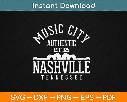 Nashville Tennessee Country Music City Guitar Svg Digital Cutting File