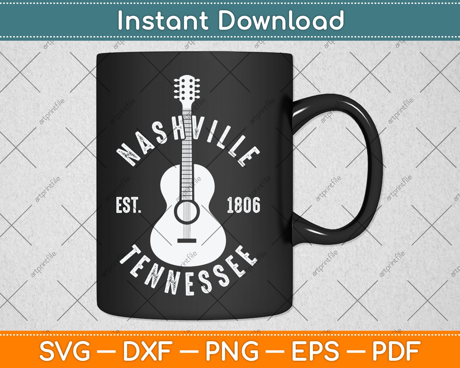 Nashville Tennessee Country Music City Guitar Vintage Nash Svg Digital Cutting File