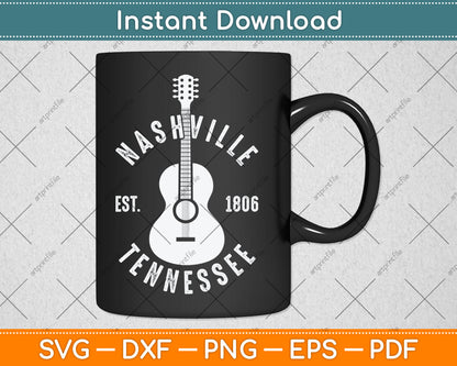 Nashville Tennessee Country Music City Guitar Vintage Nash Svg Digital Cutting File