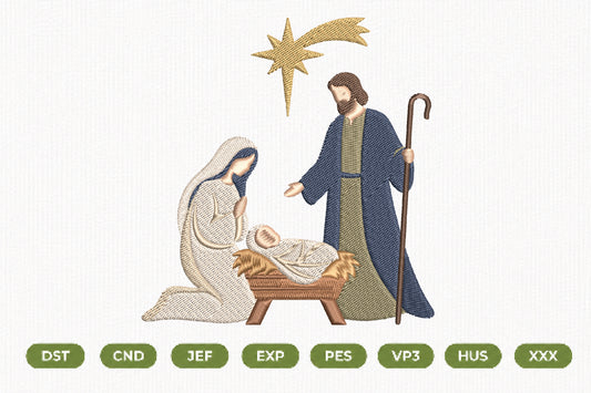 Nativity Scene Christmas Embroidery Design