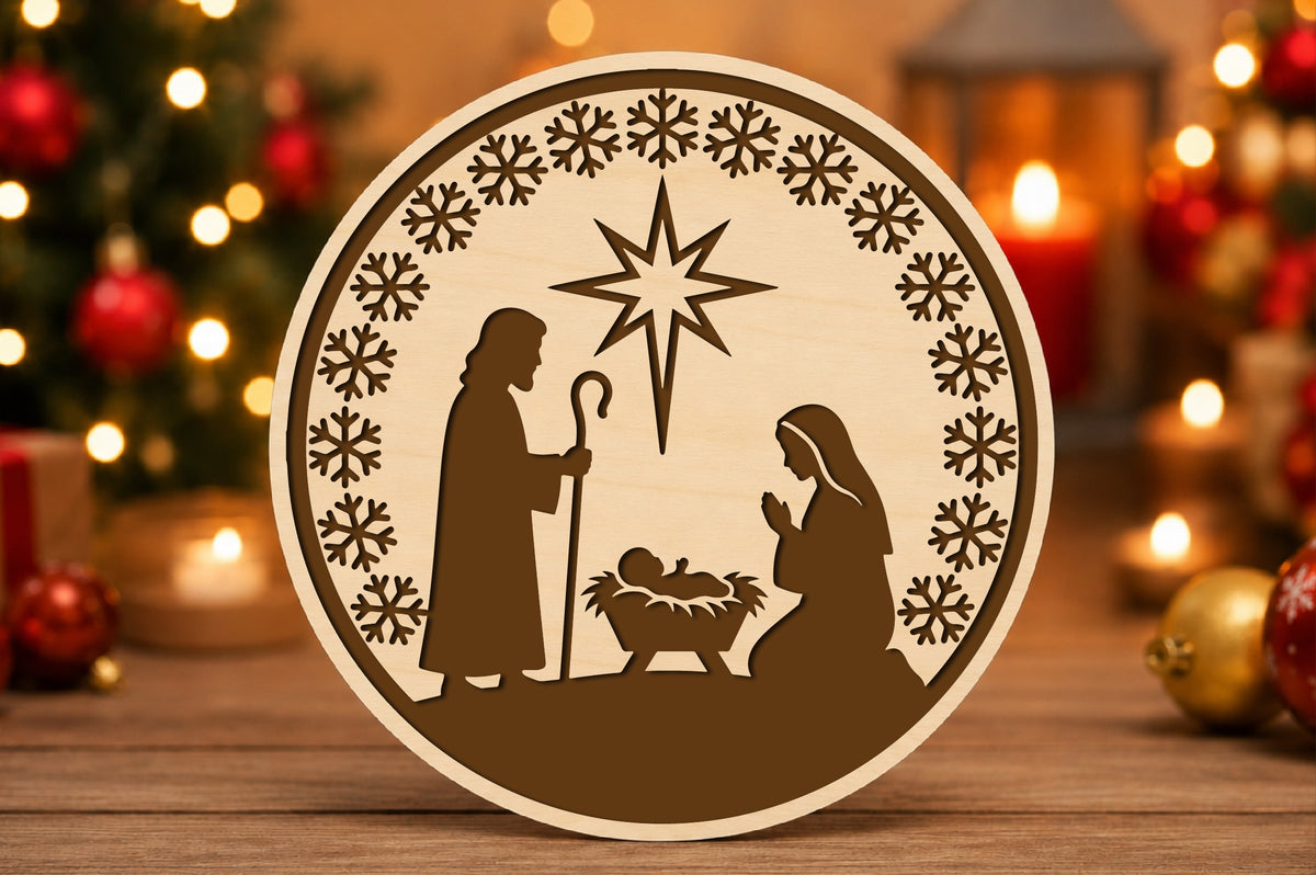 Nativity Scene Round SVG
