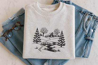 Nature Landscape Embroidery Design