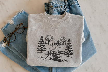 Nature Landscape Embroidery Design
