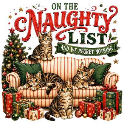 Naughty List Christmas Cats Funny PNG