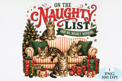 Naughty List Christmas Cats Funny PNG