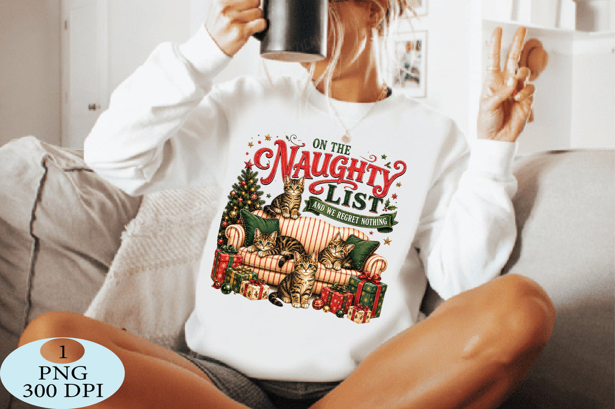 Naughty List Christmas Cats Funny PNG