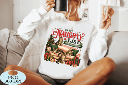 Naughty List Christmas Cats Funny PNG