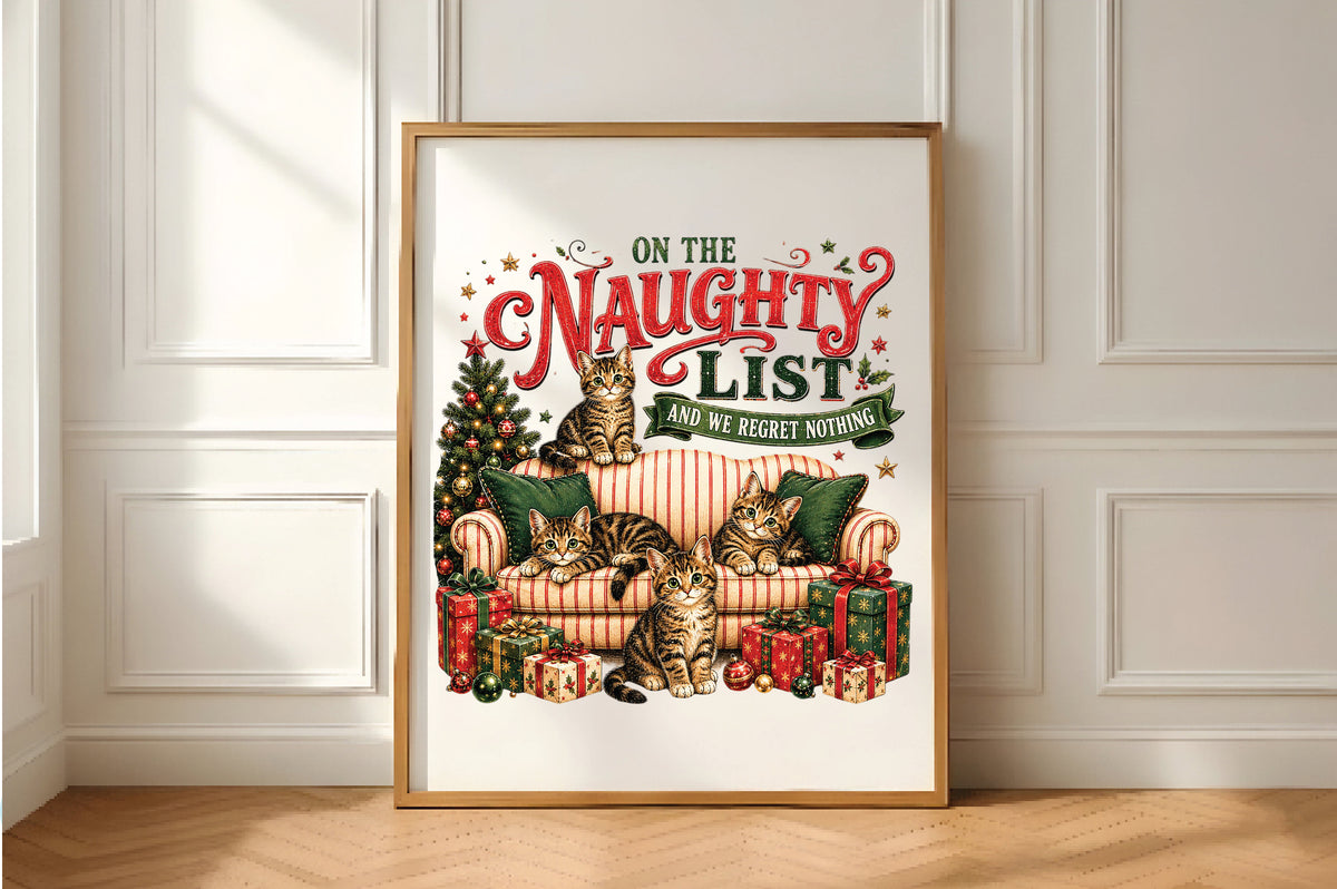 Naughty List Christmas Cats Funny PNG