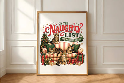 Naughty List Christmas Cats Funny PNG