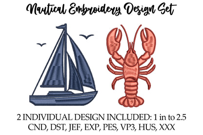 Nautical Embroidery Design Set