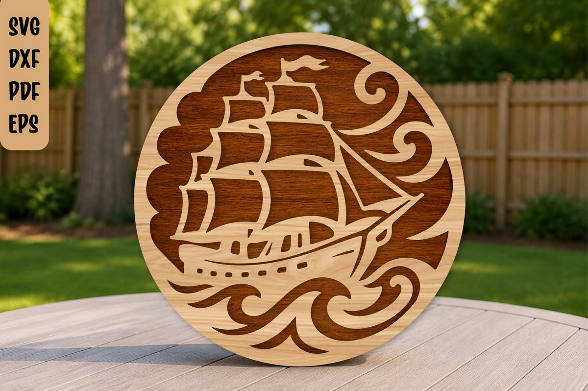 Nautical Ship Laser Cut SVG