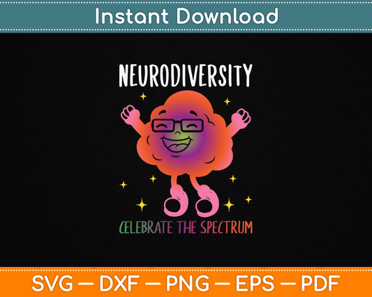 Neurodiversity Brain Autism Awareness ASD SVG Digital Cutting File