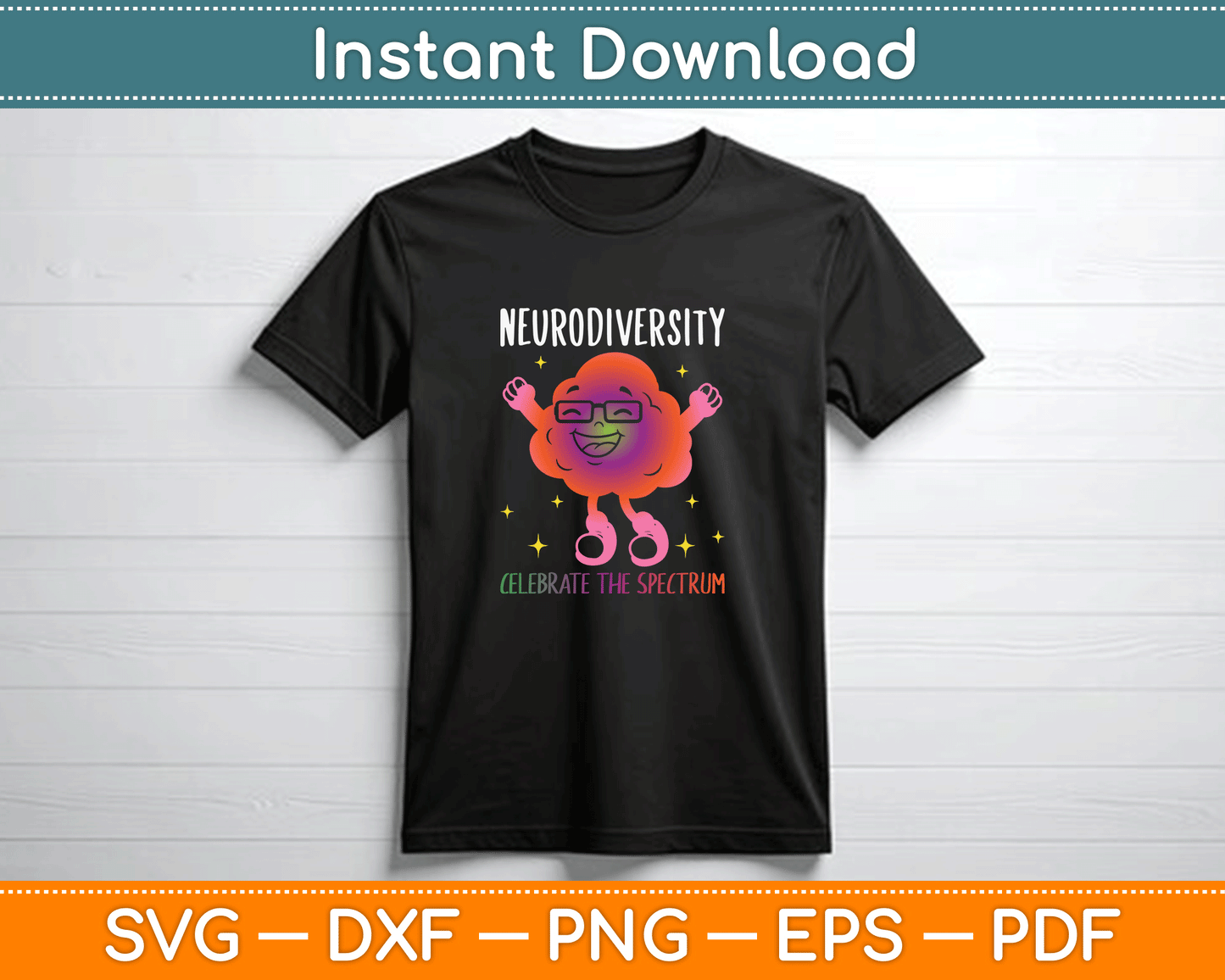 Neurodiversity Brain Autism Awareness ASD SVG PNG File