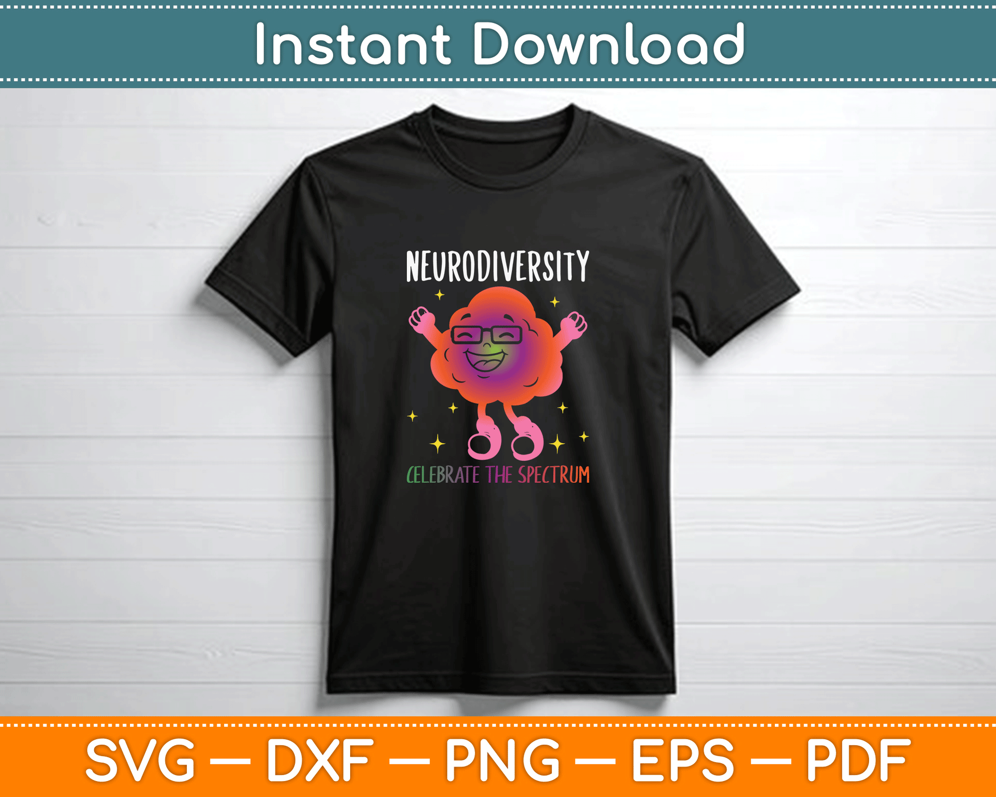 Neurodiversity Brain Autism Awareness ASD SVG PNG File