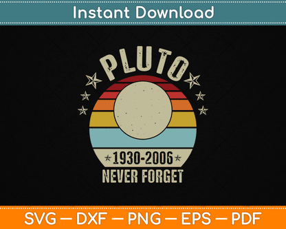 Never Forget Pluto Funny Science Retro Space SVG Digital Cutting File