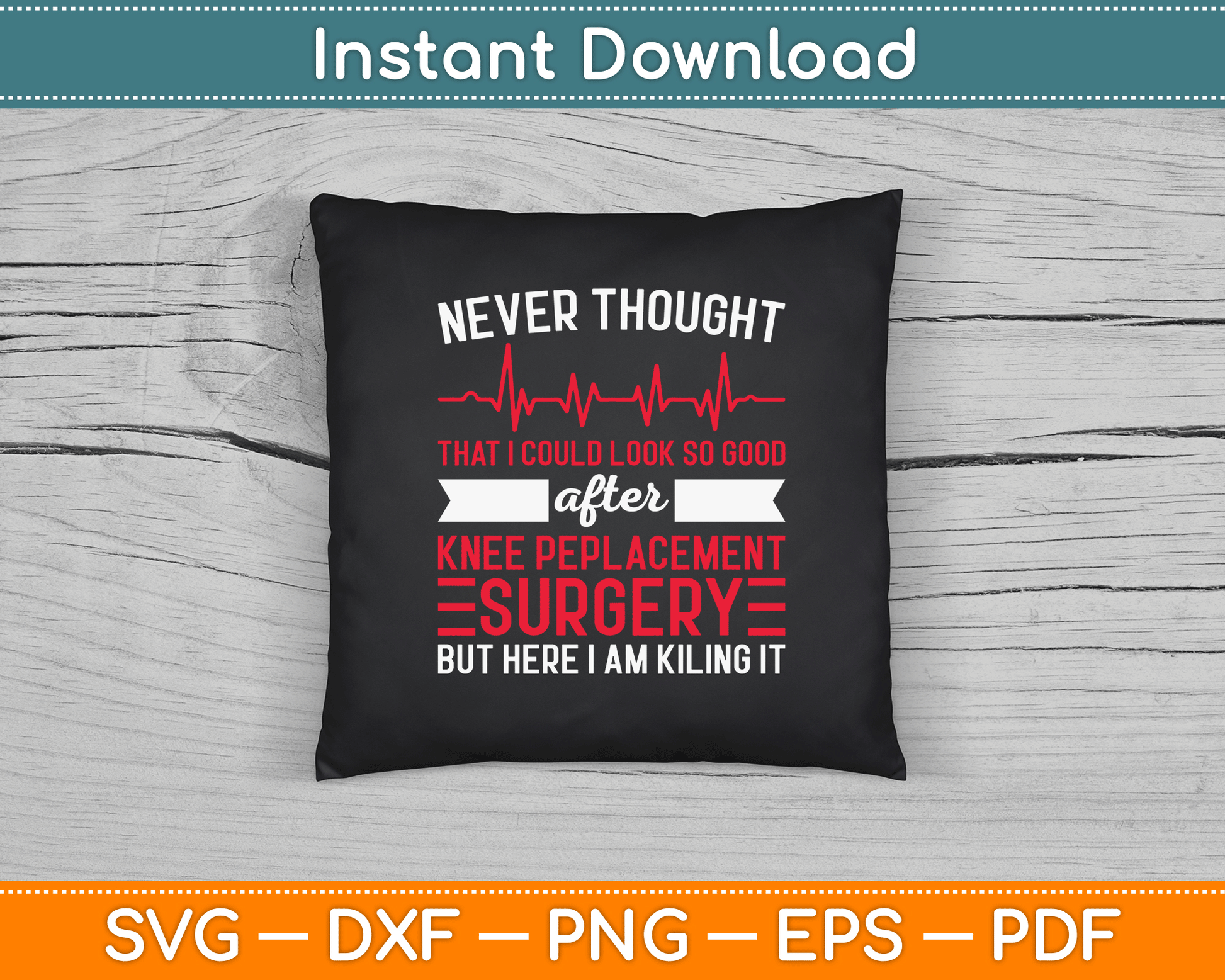 Orthopedic surgery recovery SVG file for knee replacement patients and supporters