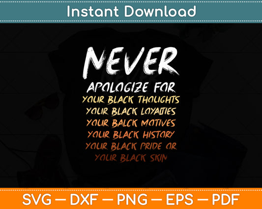 Never Apologize For Black History Svg Digital Cutting File
