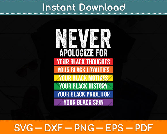 Never Apologize For Your Blackness - Black History Month Svg Digital Cutting File