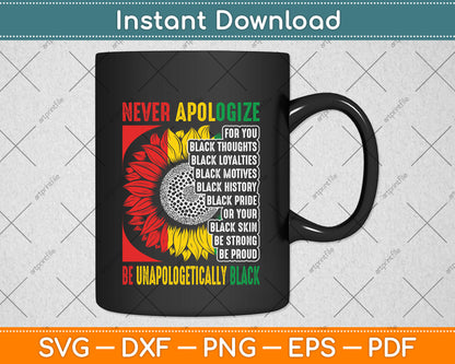 Never Apologize For Your Blackness Black History Juneteenth Svg Digital Cutting File