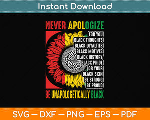 Never Apologize For Your Blackness Black History Juneteenth Svg Digital Cutting File