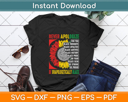 Never Apologize For Your Blackness Black History Juneteenth Svg Digital Cutting File