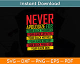 Never Apologize For Your Blackness Black History Month Svg Digital Cutting File