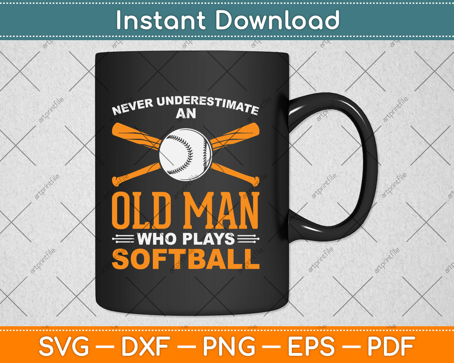 Never Underestimate Old Man Plays Softball Softball Player Svg Digital Cutting File