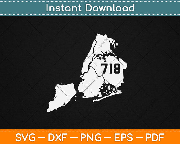 New York City 718 Area Code Queens NY NYC Map Pride Vintage Svg Digital Cutting File