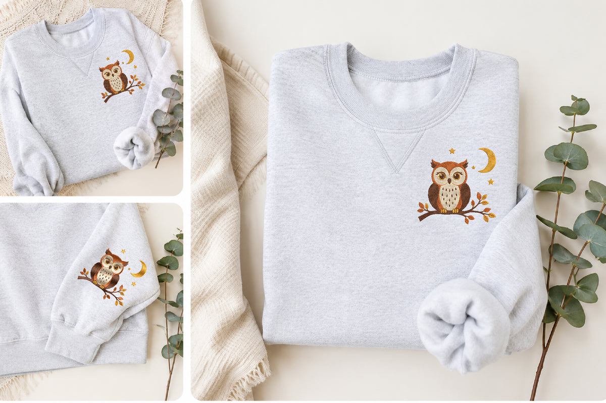 Night Owl Embroidery Design