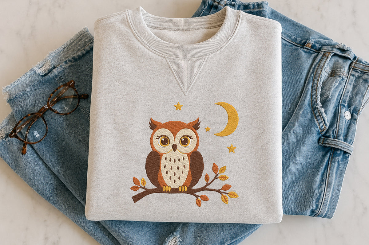Night Owl Embroidery Design